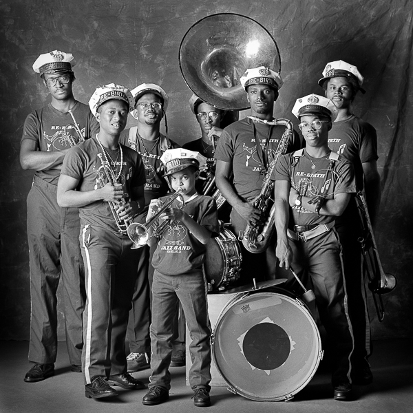 Rebirth Brass Band Portrait in studio, New Orleans, LA